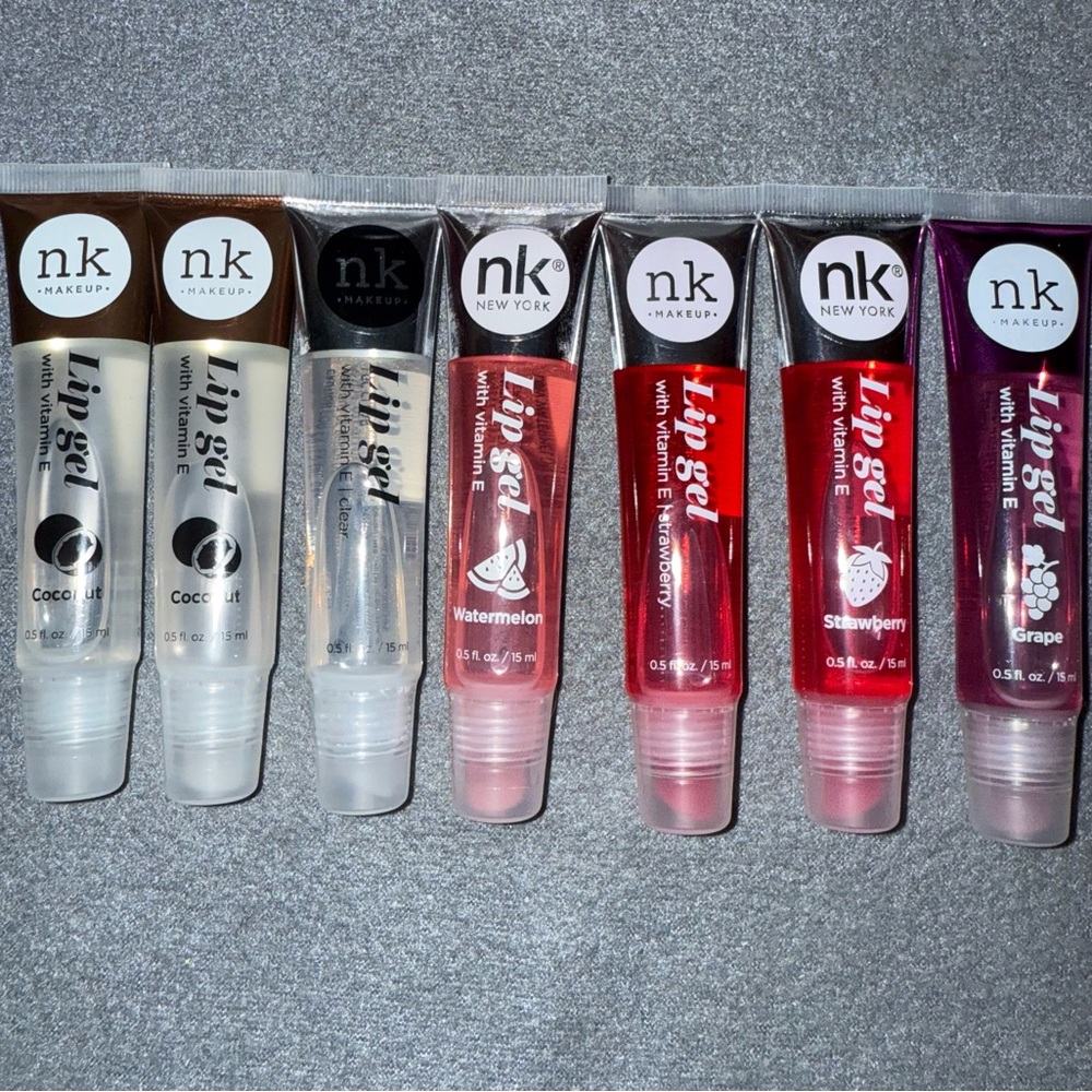 nk New York Lip Gel Set — Clear, Pink, Red, Purple Shades